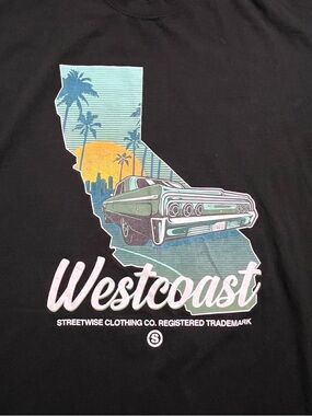 Streetwise "Coasting" Westcoast T-Shirt Men's 3XL Black Short Sleeve Tee USA